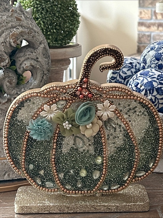 Other - NEW! Shabby Chic Beaded Floral Fall Harvest Autumn Pumpkin